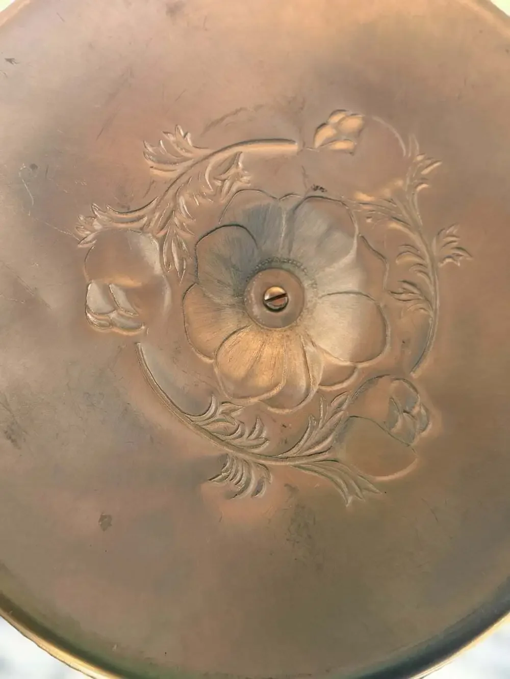 EVERLAST COTTAGE ROSE Hand Wrought Emboss ALUMINUM 3-Tier TIDBIT 1940-50’s